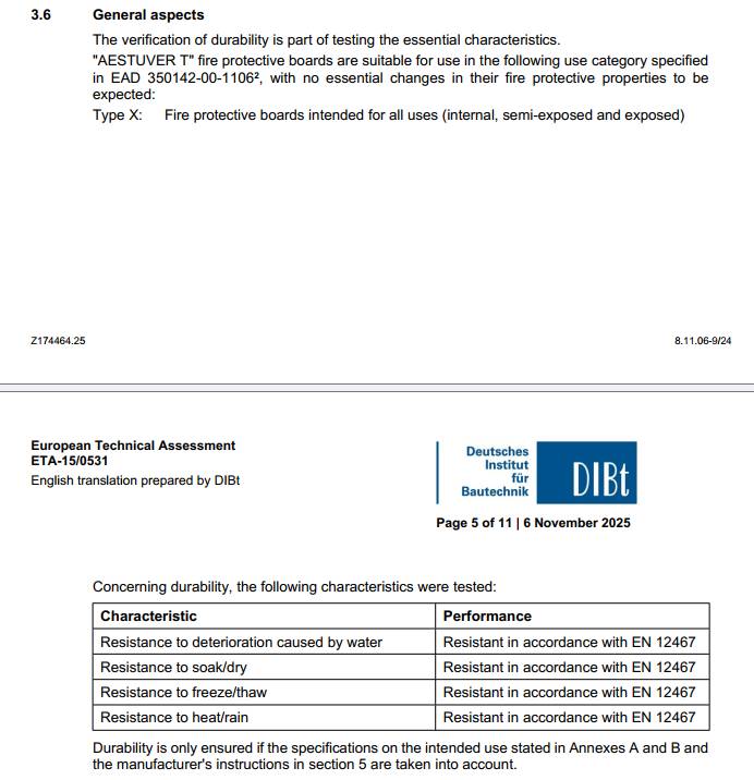 Aestuver T brandskyddsplatta för HC-kurva - ETA
